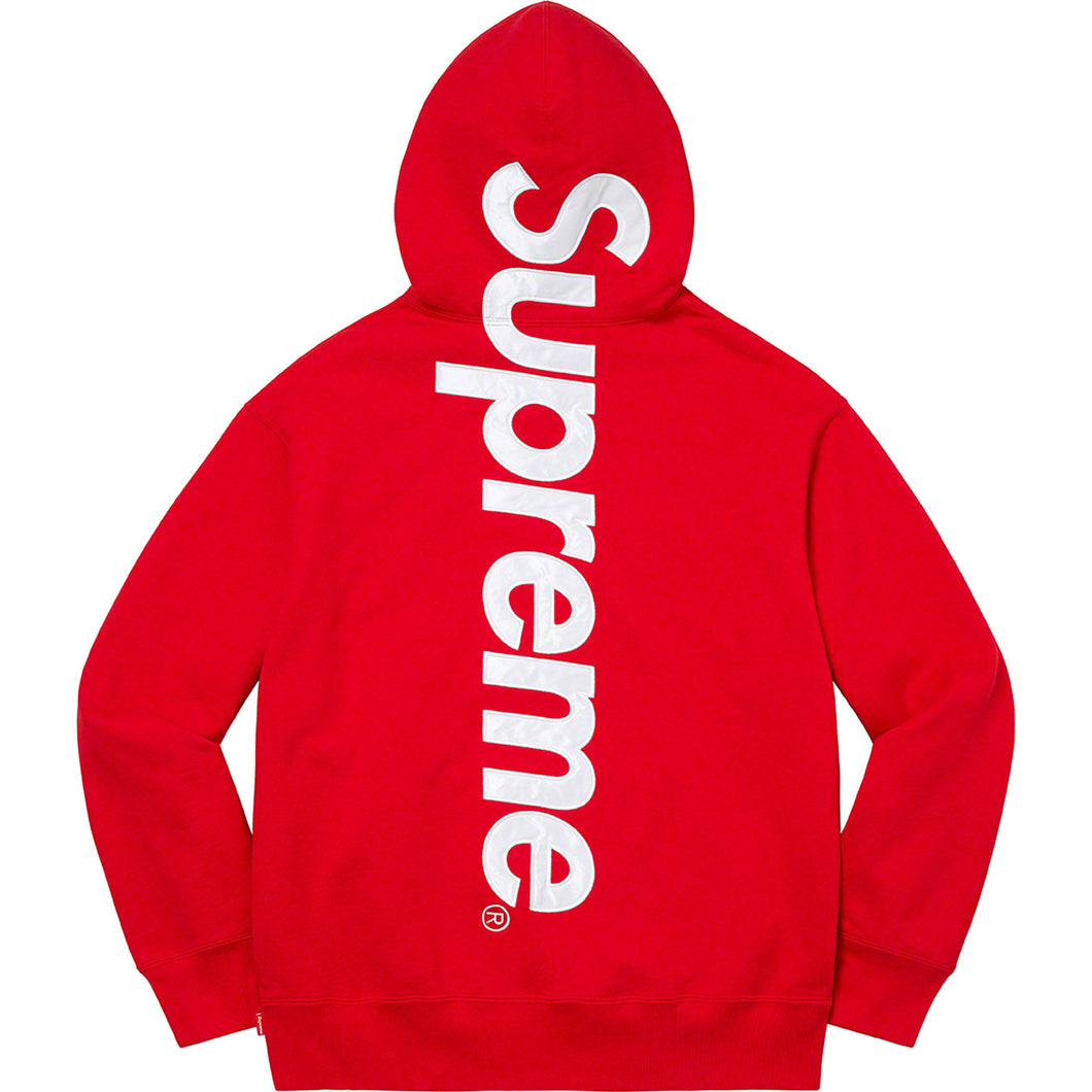 Supreme Satin Appliqué Hooded Red Sweatshirt